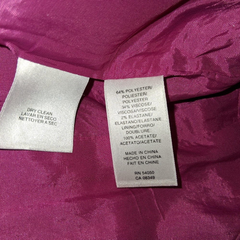 Anne Klein Women Size 4 Fuchsia Double-Breasted Blazer - Picture 14 of 15